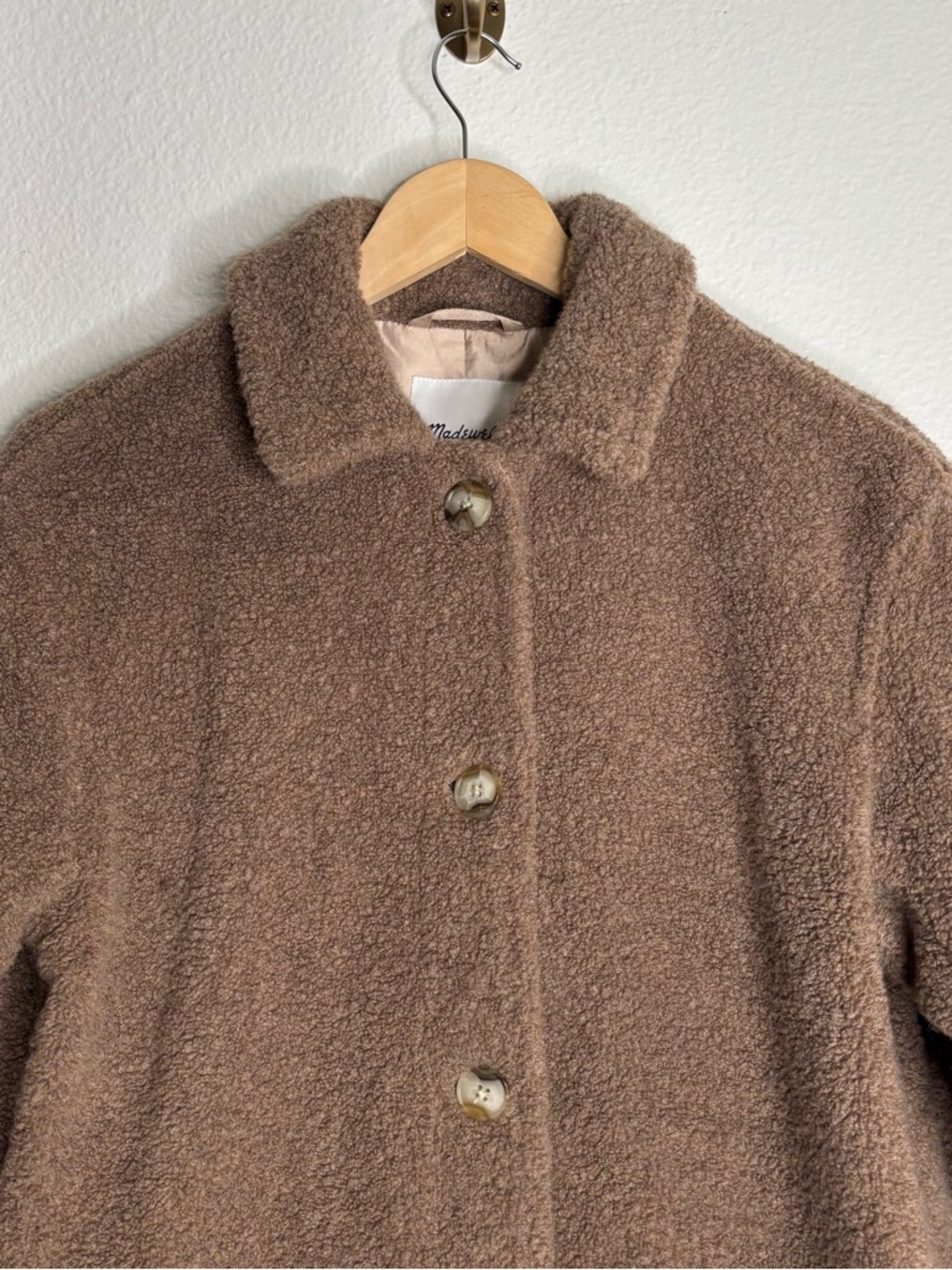 Madewell Teddy Belrose Shirt-Jacket Heather Oatmeal Sherpa XS - Picture 5 of 14